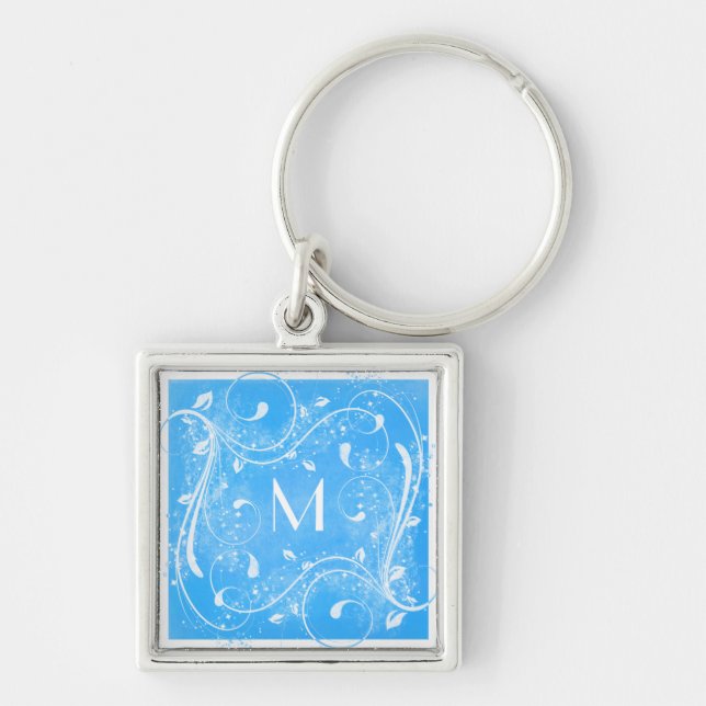 Porte-clés Porte - clé de monogrammes bleu et blanc (Devant)