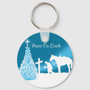 Porte-clés Porte - clé de Noël avec Cowboy de prière