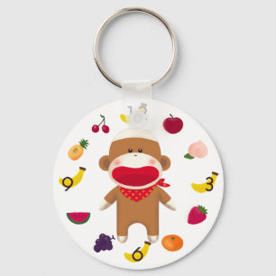 Porte-clés Porte - clé de panier de fruits de singe de soie