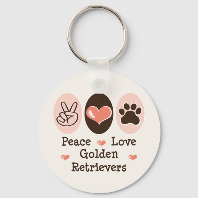 Porte-clés Porte - clé de Peace Love Golden Retrivers (Recto)
