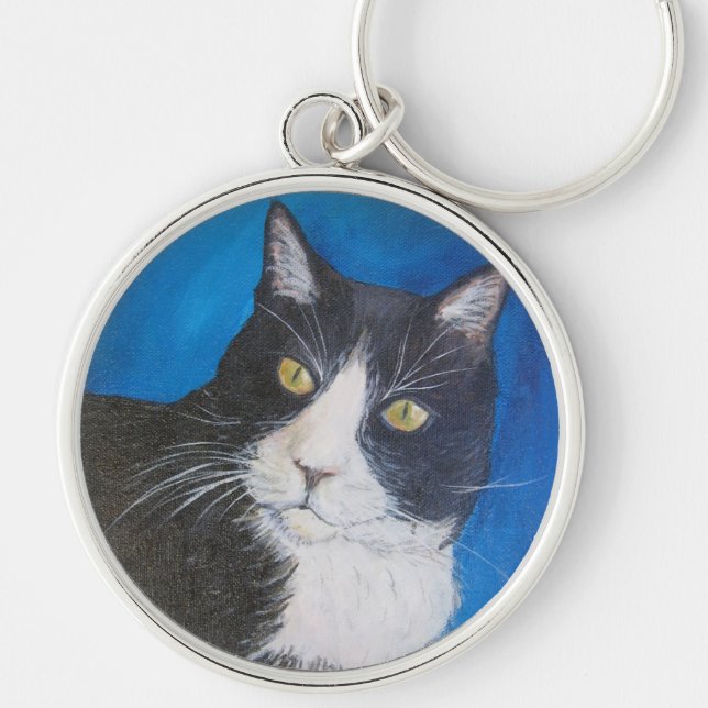 Porte-clés Porte - clé de peinture de chat Tuxedo (Devant)