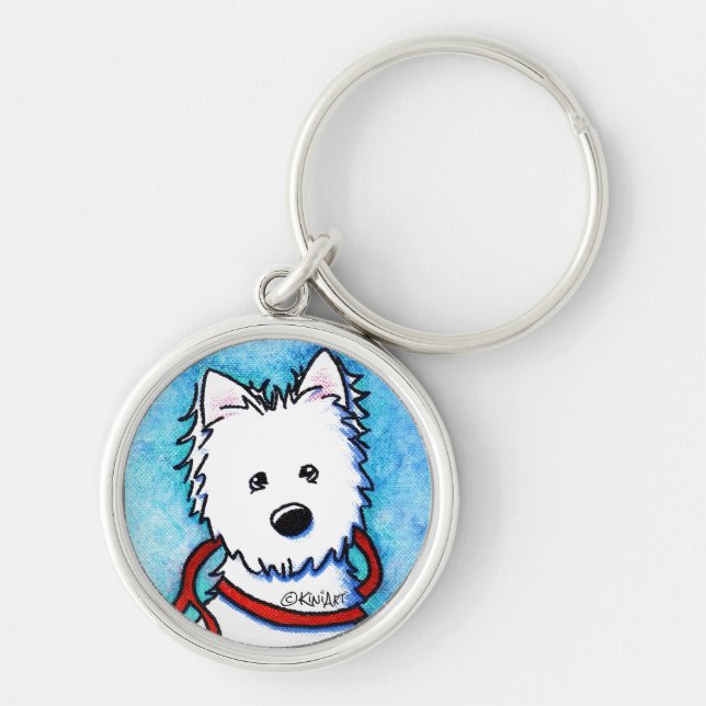 Porte-clés Porte - clé de peinture de chien de KiniArt Westie (Devant)