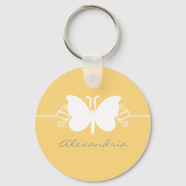 Porte-clés Porte - clé de permules de papillon jaune doux (Recto)