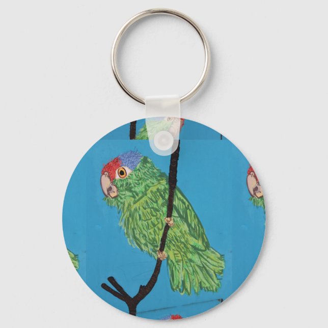 Porte-clés porte - clé de perroquet vert (Recto)