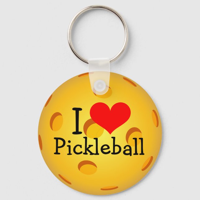 Porte-clés Porte - clé de Pickleball - "I Love Pickleball" (Recto)