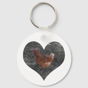 Porte-clés Porte - clé de poulet en forme de coeur