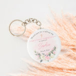Porte-clés Porte - clé de première communion rose<br><div class="desc">Le saké parfait de la première communion avec des fleurs d'aquarelle rose et beige pour les filles.</div>