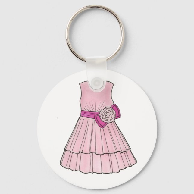 Porte-clés Porte - clé de robe rose de mariée Flower Girl (Recto)