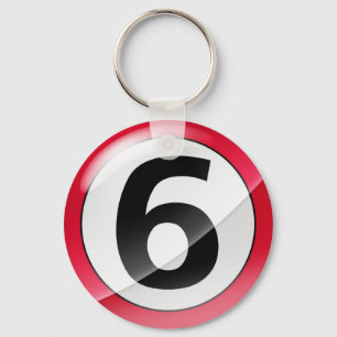 Porte-clés Porte - clé de rouge du numéro 6