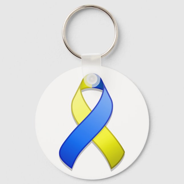 Porte-clés Porte - clé de ruban de sensibilisation bleu et ja (Recto)