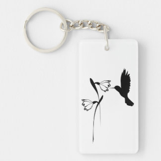 Porte-clés Porte - clé de silhouette de colibri et de fleur