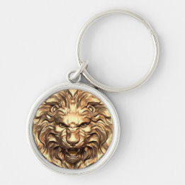 Porte-clés Porte - clé de tête de lion doré