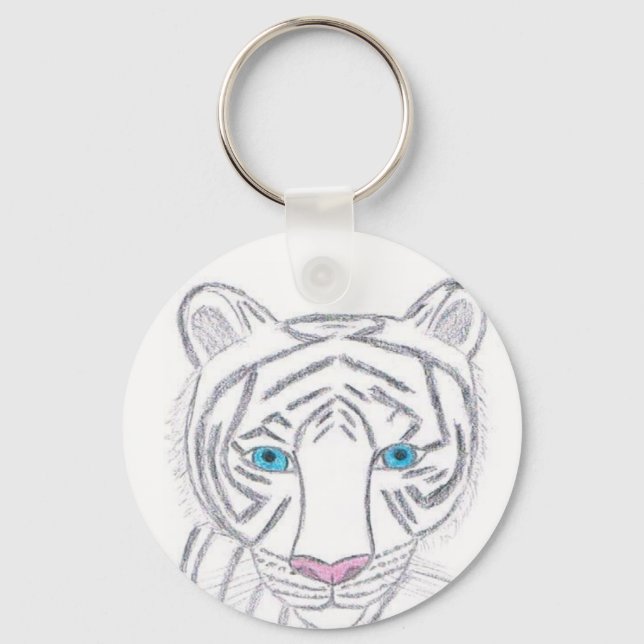 Porte-clés Porte - clé de tigre blanc par KellyMDesigns (Recto)