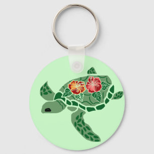 Porte-clés Porte - clé de tortue de mer de fleur de ketmie