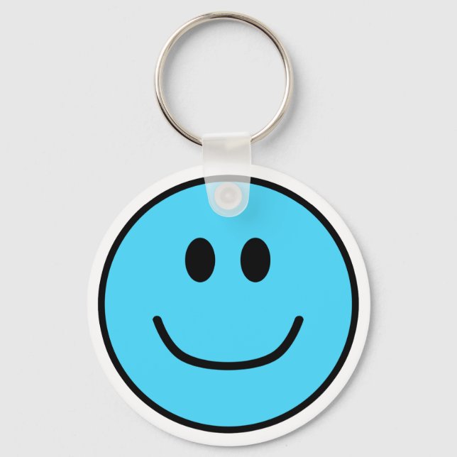 Porte-clés Porte - clé de visage souriant bleu 0002 (Recto)