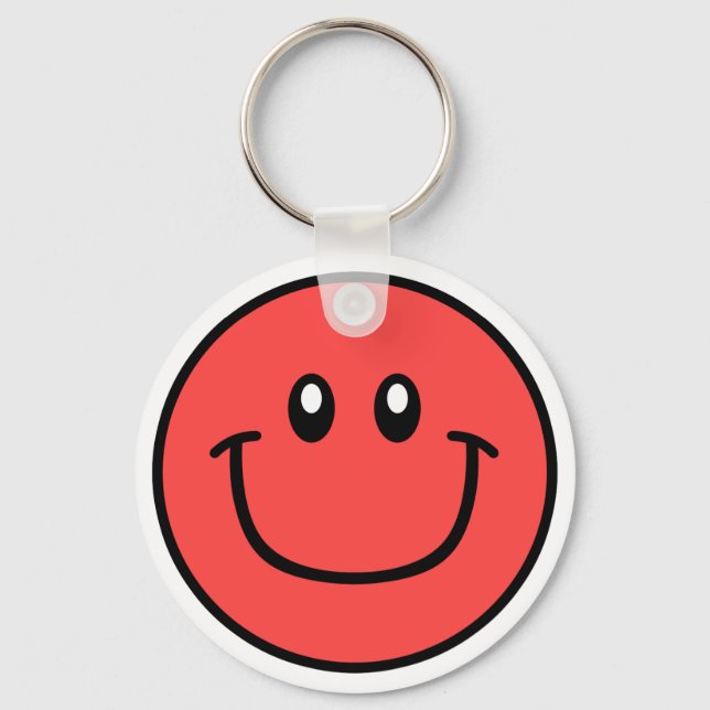 Porte-clés Porte - clé de visage souriant rouge 0003 (Recto)