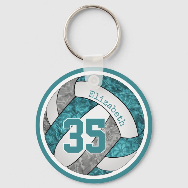 Porte-clés porte - clé de volley-ball gris turquoise pour fil (Recto)