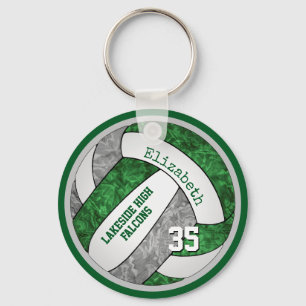 Porte-clés porte - clé de volley-ball gris vert avec nom de l