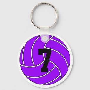 Porte-clés Porte - clé de volley-ball mauve personnalisé (a
