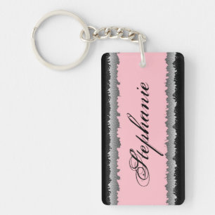 Porte-clés Porte - clé déchiqueté par noir rose-clair