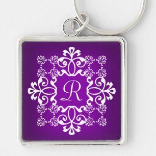 Porte-clés Porte - clé décoré d'un monogramme de damassé