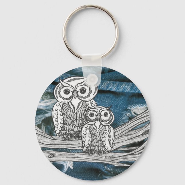 Porte-clés Porte - clé Denim Owls (Recto)