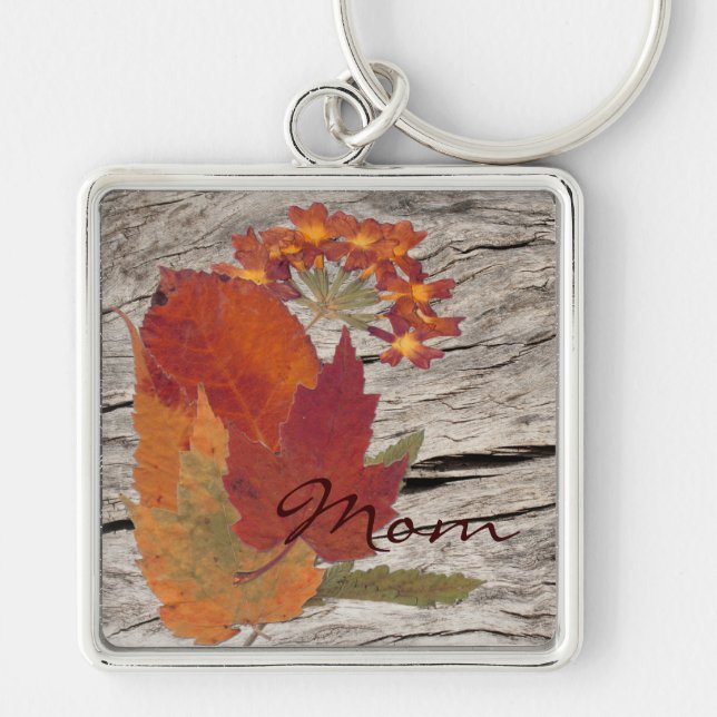 Porte-clés Porte - clé des feuilles et fleurs d'automne séché (Devant)