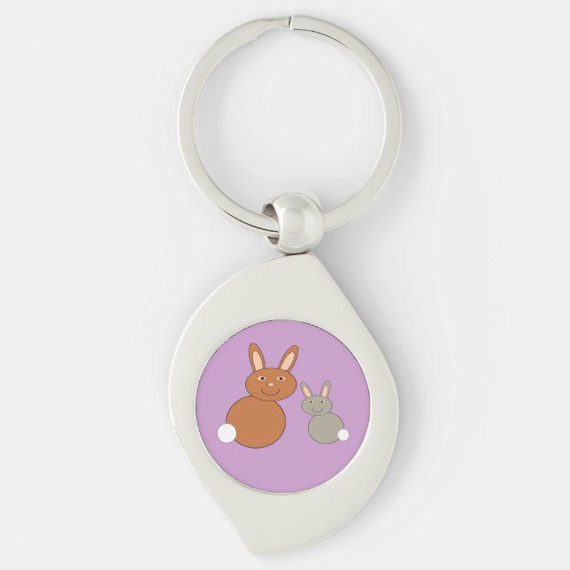 Porte-clés Porte - clé des lapins de la fête des mères (Devant)