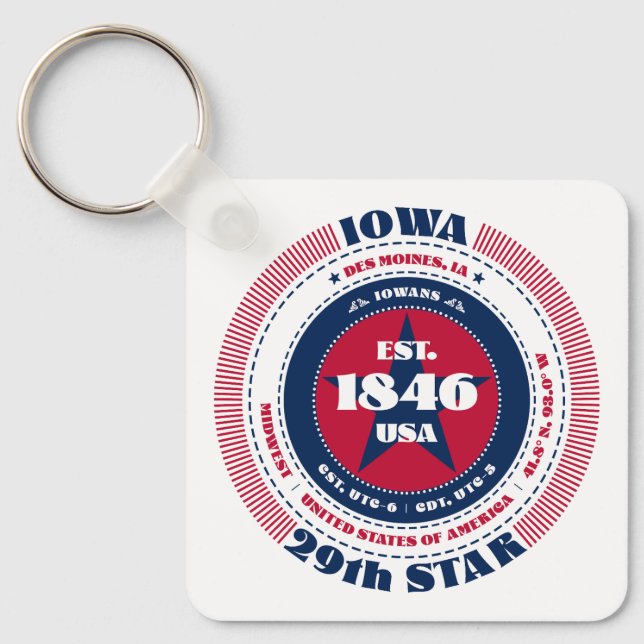 Porte-clés Porte - clé d'État de l'Iowa (Recto)