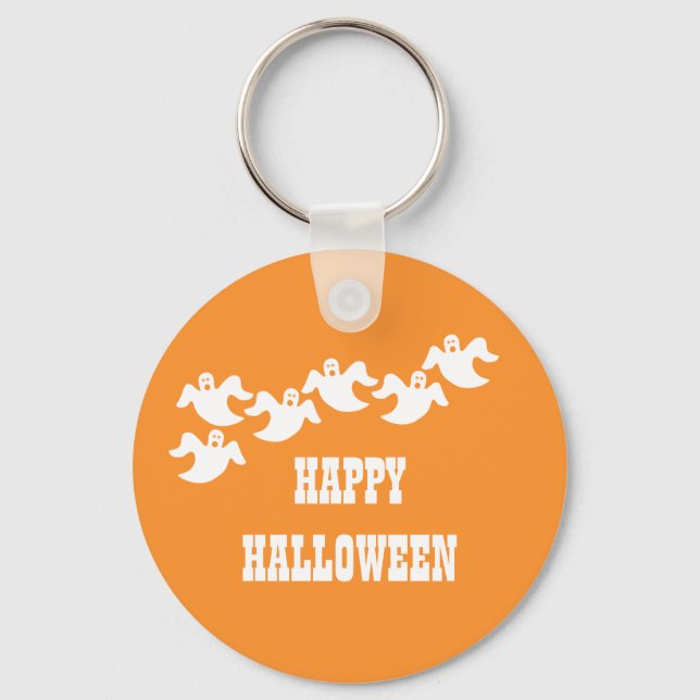 Porte-clés Porte - clé d'Halloween de fête fantôme, Orange (Recto)