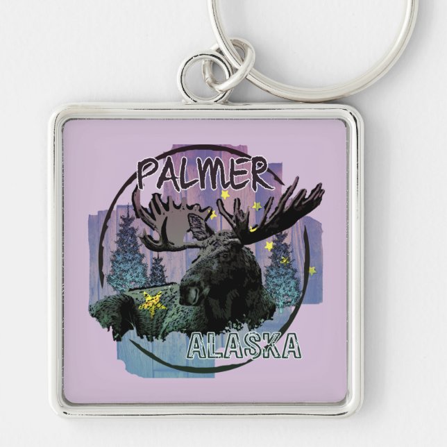 Porte-clés Porte - clé d'orignal rustique de Palmer Alaska (Devant)