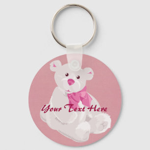 Porte-clés Porte - clé d'ours rose et blanc