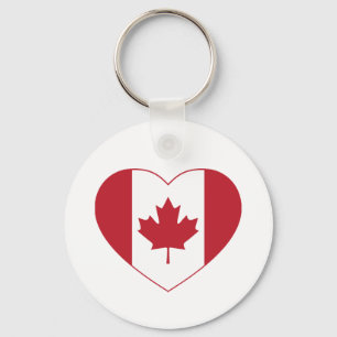 Porte-clés Porte - clé du bouton Coeur du drapeau du Canada