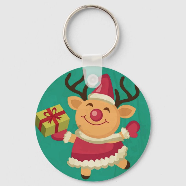 Porte-clés Porte - clé du bouton Dancing Reindeer (Recto)