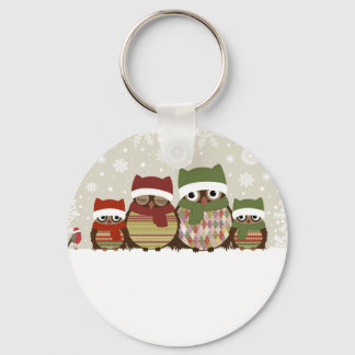 Porte-clés Porte - clé du bouton de la famille des Chouettes