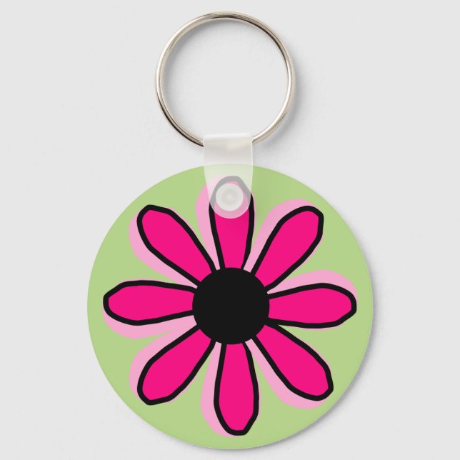 Porte-clés Porte - clé du bouton Fleur Rose (Recto)