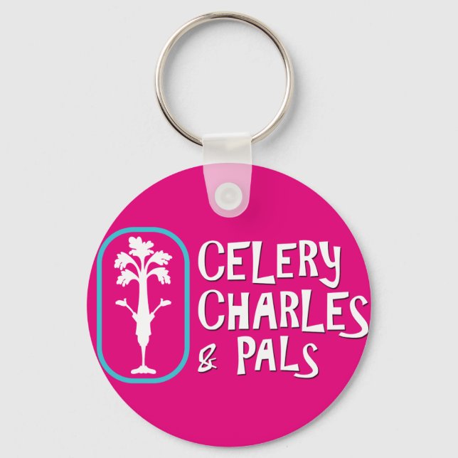 Porte-clés porte - clé du bouton Fuchsia "Charles & Pals" (Recto)