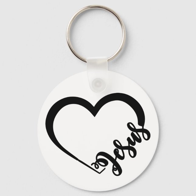 Porte-clés Porte - clé du bouton Jesus & Heart (Recto)