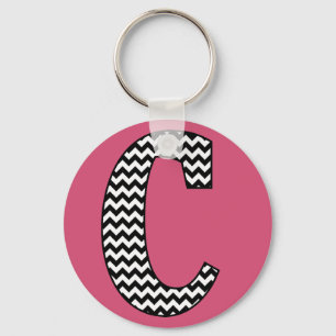 Porte-clés Porte - clé du bouton Monogramme "C" de Chevron no