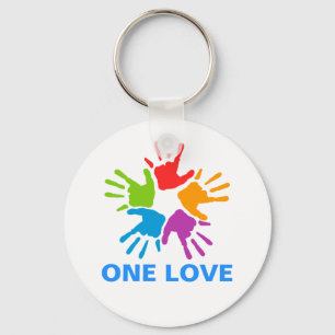 Porte-clés Porte - clé du bouton One Love Rainbow Hands