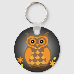Porte-clés Porte - clé du bouton Orange Owl Automne