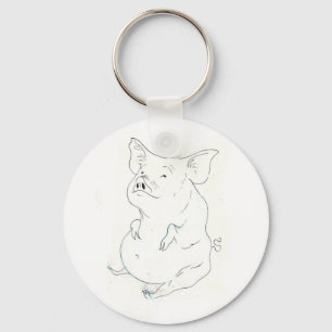Porte-clés Porte - clé du bouton Piggy Porker Fat Pig