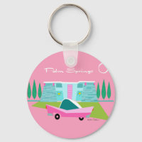 Porte - clé du bouton Retro Pink Palm Springs