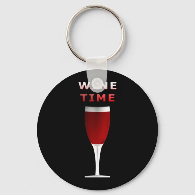 Porte-clés Porte - clé du bouton rond Wine Time (Recto)
