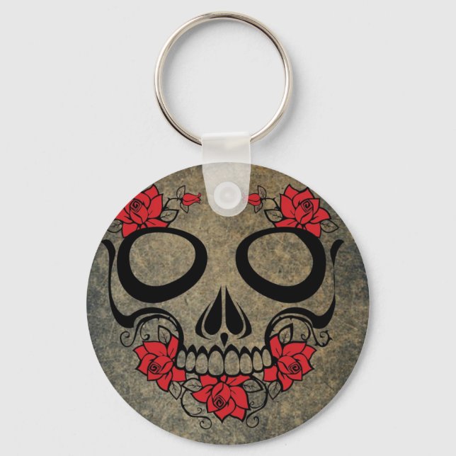 Porte-clés Porte - clé du bouton rouge Rose (Recto)
