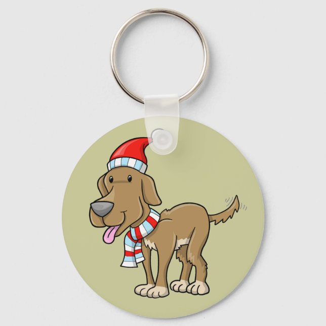 Porte-clés Porte - clé du bouton "Rusty" du chiot Noël (Recto)