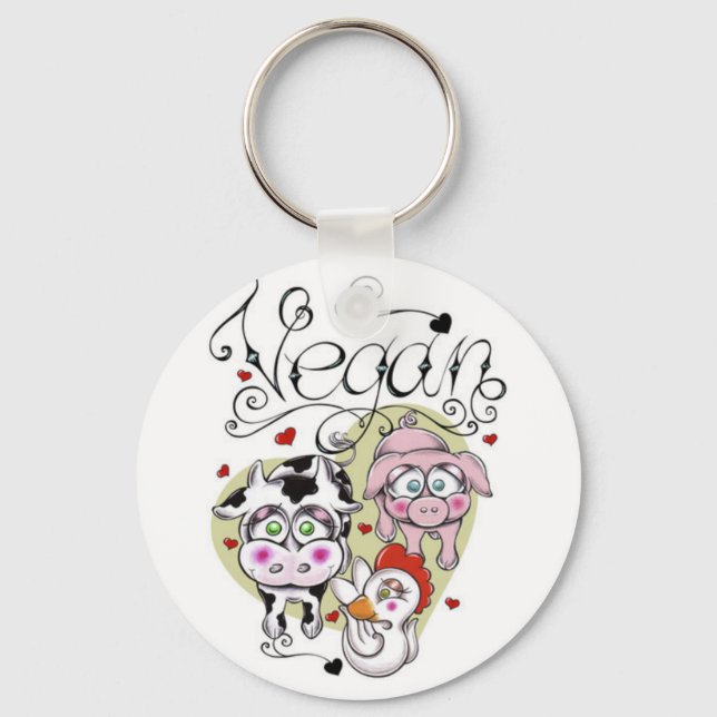 Porte-clés Porte - clé du bouton Vegan (Recto)