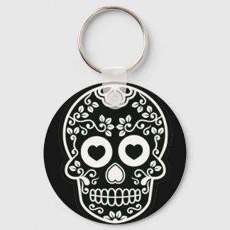 Porte-clés Porte - clé du bouton Vine du crâne noir et blanc