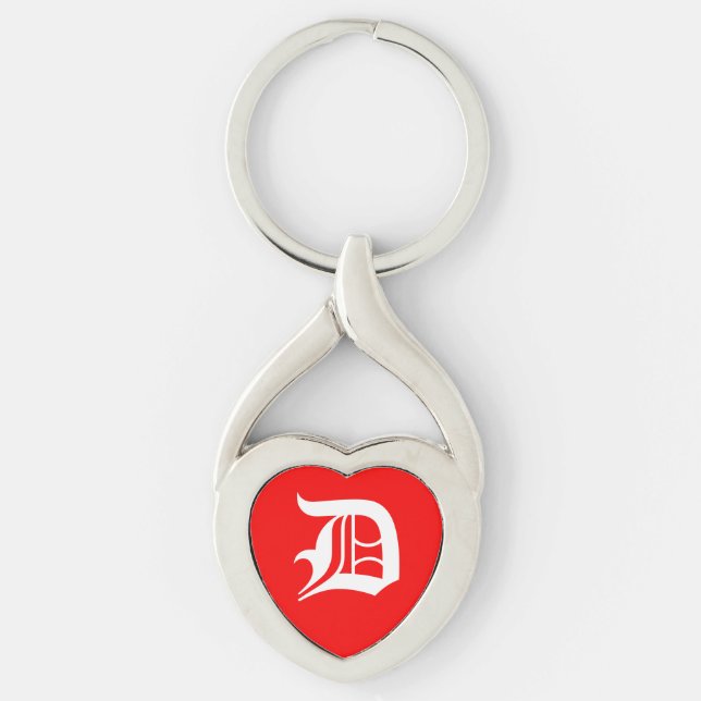 Porte-clés porte - clé du coeur rouge "D" (Devant)