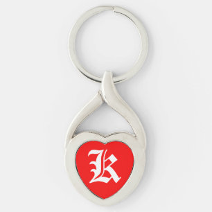 Porte-clés porte - clé du coeur rouge "K"